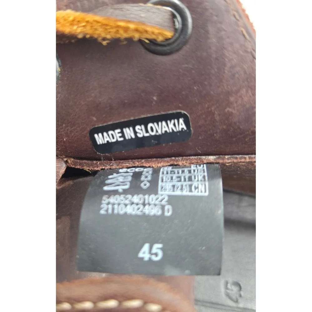Ecco Kyle Nautical Mens Boat Shoes Brown Leather Deck Shoes Size 45